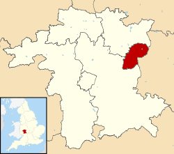 The borough of Redditch shown within Worcestershire