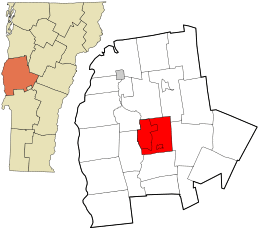 Location in Addison County and the state of Vermont