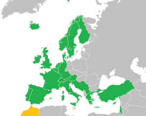 A coloured map of the countries of Europe