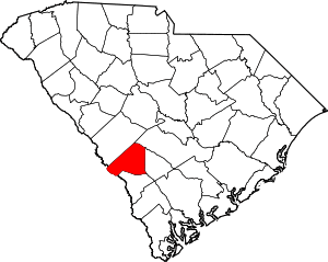 Map of South Carolina highlighting Barnwell County