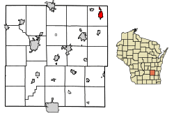 Location of Lomira in Dodge County, Wisconsin.