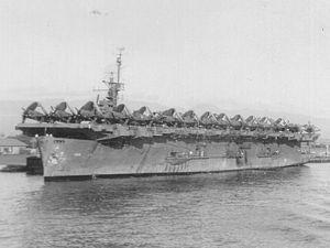 USS Bougainville (CVE-100) at Pearl Harbor, circa 1945.jpg