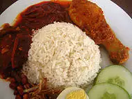 Nasi lemak in a plate