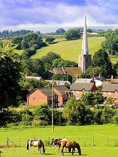 Peterchurch village, with St Peter's church, from top of Basley Lane - geograph.org.uk - 1455637.jpg