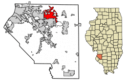 Location of O'Fallon in St. Clair County, Illinois.