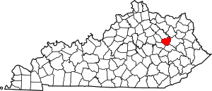 Map of Kentucky highlighting Menifee County
