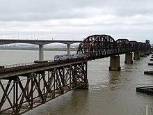 California Zephyr crossing the Benicia-Martinez Railroad Drawbridge (1), May 2019.JPG