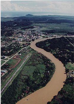 Aerial view of Lawas town