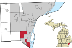 Location within Wayne County