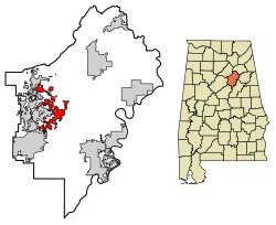 Location of Odenville in St. Clair County, Alabama.