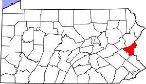 Map of Pennsylvania highlighting Northampton County