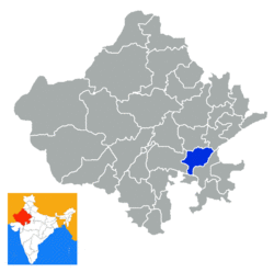 Location of Bundi district in Rajasthan