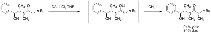 Pseudoephedrine amide alkylation.png