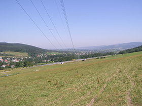 Jablunkov Pass from the southern slopes of the Girova, looking NW.jpg