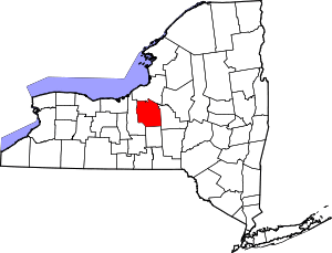 Map of New York highlighting Onondaga County