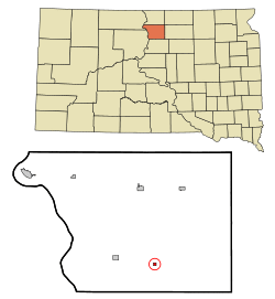 Location in Walworth County and the state of South Dakota