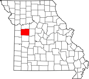 Map of Missouri highlighting Johnson County