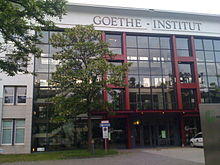 Photo of the exterior of the Goethe Institut headquarters building, in Munich