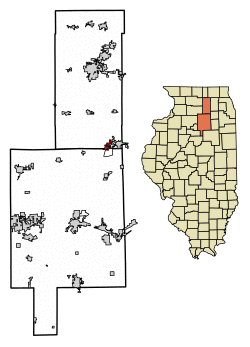 Location of Somonauk in DeKalb County, Illinois.