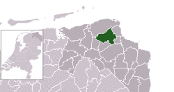Highlighted position of Loppersum in a municipal map of Groningen