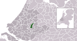 Highlighted position of Ouderkerk in a municipal map of South Holland