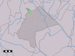 The village centre (dark green) and the statistical district (light green) of Schipborg in the municipality of Aa en Hunze.