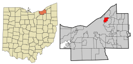 Location in Cuyahoga County and the state of Ohio.