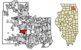 Location of Batavia in Kane and DuPage Counties within Illinois.
