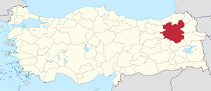 Location of Erzurum Province in Turkey