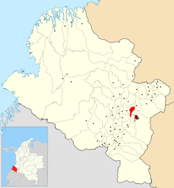 Location of the municipality and town of Nariño, Nariño in the Nariño Department of Colombia.