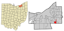 Location in Cuyahoga County and the state of Ohio.