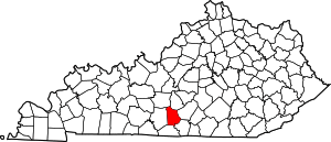 Map of Kentucky highlighting Metcalfe County