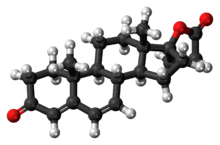 Ball-and-stick model of the canrenone molecule
