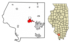 Location of Murphysboro in Jackson County, Illinois