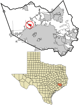 Location in Harris County and the state of Texas