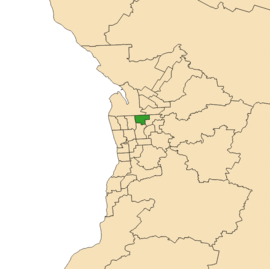 Map of Adelaide, South Australia with electoral district of Enfield highlighted