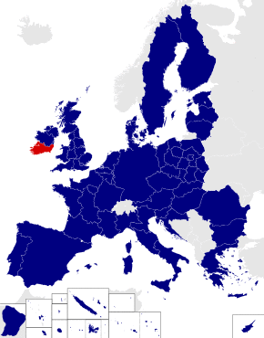 Map of the European Parliament constituencies with South highlighted in red