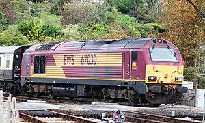 Kingswear - DB Cargo 67030 on the level crossing.JPG