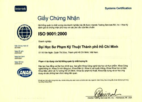 Hệ thống quản lý chất lượng của Đại học Sư phạm Kỹ thuật Tp. Hồ Chí Minh được đánh giá và chứng nhận đạt chuẩn ISO 9001-2000.gif