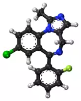 Midazolam ball-and-stick model.png