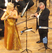 James Galway and his wife, Jeanne Galway, performing in the 2007 New Year's Eve concert at the Culture and Convention Centre, Lucerne.