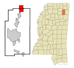 Location in Lee and Prentiss counties and the state of Mississippi