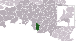 Highlighted position of Bladel in a municipal map of North Brabant