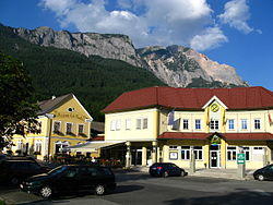Main square with Mt. Dobratsch