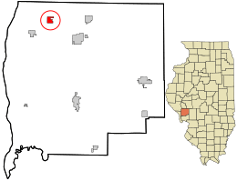 Location in Greene County and the state of Illinois.