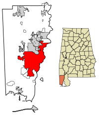Location within Mobile County