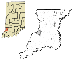 Location of Oaktown in Knox County, Indiana.