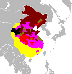 Map showing the Communist-controlled China 1934 to 1949: .mw-parser-output .legend{page-break-inside:avoid;break-inside:avoid-column}.mw-parser-output .legend-color{display:inline-block;min-width:1.25em;height:1.25em;line-height:1.25;margin:1px 0;text-align:center;border:1px solid black;background-color:transparent;color:black}.mw-parser-output .legend-text{}   CCP in 1934-1945 .mw-parser-output .legend{page-break-inside:avoid;break-inside:avoid-column}.mw-parser-output .legend-color{display:inline-block;min-width:1.25em;height:1.25em;line-height:1.25;margin:1px 0;text-align:center;border:1px solid black;background-color:transparent;color:black}.mw-parser-output .legend-text{}   CCP expansion in 1945-mid 1946 .mw-parser-output .legend{page-break-inside:avoid;break-inside:avoid-column}.mw-parser-output .legend-color{display:inline-block;min-width:1.25em;height:1.25em;line-height:1.25;margin:1px 0;text-align:center;border:1px solid black;background-color:transparent;color:black}.mw-parser-output .legend-text{}   CCP expansion in mid 1946-mid 1947 .mw-parser-output .legend{page-break-inside:avoid;break-inside:avoid-column}.mw-parser-output .legend-color{display:inline-block;min-width:1.25em;height:1.25em;line-height:1.25;margin:1px 0;text-align:center;border:1px solid black;background-color:transparent;color:black}.mw-parser-output .legend-text{}   CCP expansion in mid 1947-mid 1948 .mw-parser-output .legend{page-break-inside:avoid;break-inside:avoid-column}.mw-parser-output .legend-color{display:inline-block;min-width:1.25em;height:1.25em;line-height:1.25;margin:1px 0;text-align:center;border:1px solid black;background-color:transparent;color:black}.mw-parser-output .legend-text{}   CCP expansion in mid 1948-mid 1949 .mw-parser-output .legend{page-break-inside:avoid;break-inside:avoid-column}.mw-parser-output .legend-color{display:inline-block;min-width:1.25em;height:1.25em;line-height:1.25;margin:1px 0;text-align:center;border:1px solid black;background-color:transparent;color:black}.mw-parser-output .legend-text{}   the CCP's final expansion in mid 1949-September 1949