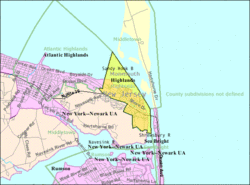 Census Bureau map of Highlands, New Jersey