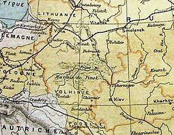The Pinsk Marshes (Marais de Pinsk) in an 1888 French map by Pierre Foncin.